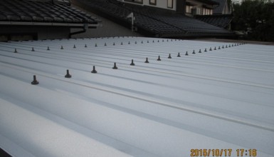 カーポート折板屋根貼替え